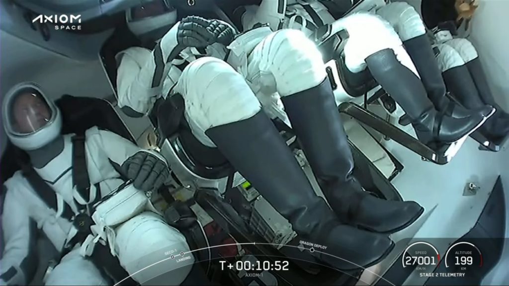 En una misión histórica para SpaceX, se realizó el primer viaje privado a la Estación Espacial Internacional. 8 de abril, 2022. (YouTube / SpaceX)