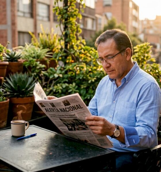 Hombre hojeando un periódico y fijándose en la influencia de la publicidad en los medios
