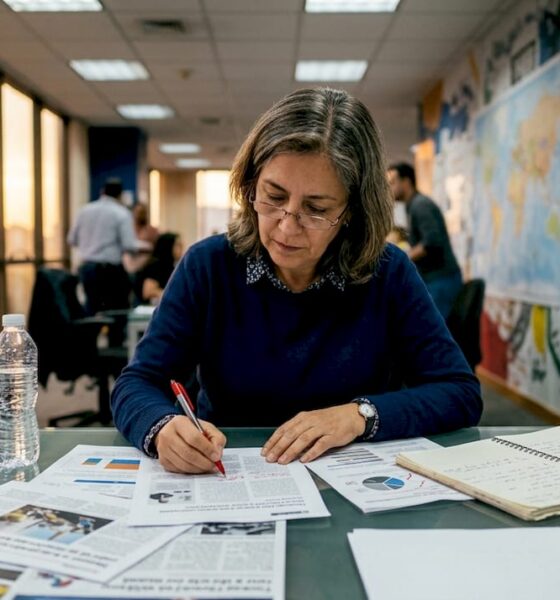 Periodista analizando noticias que han sido censuradas