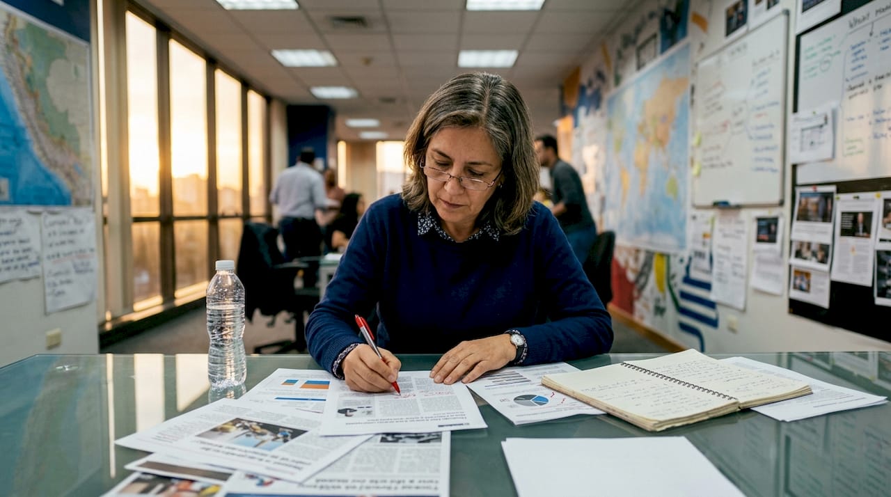 Periodista analizando noticias que han sido censuradas