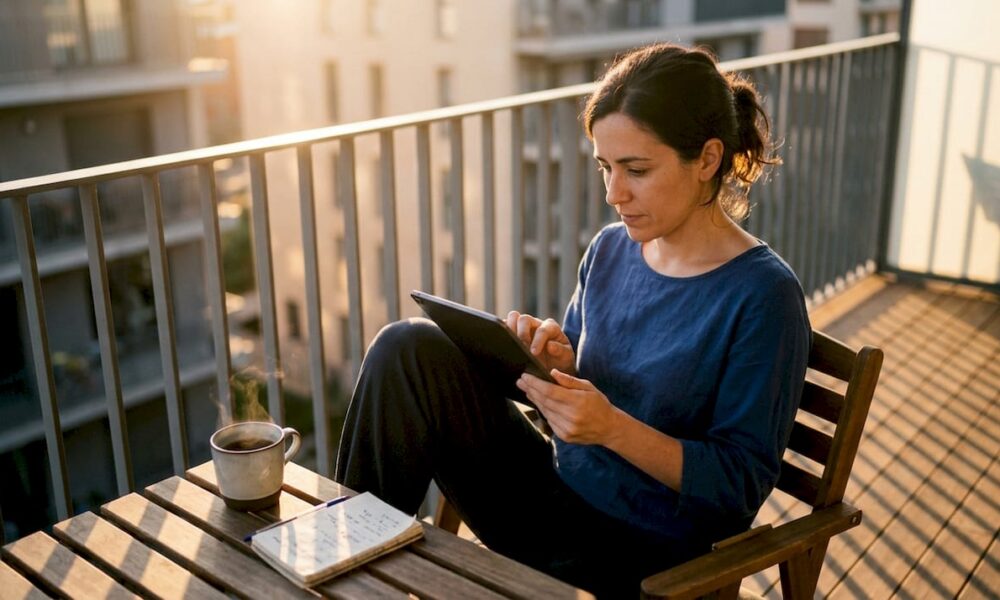 Mujer analizando la veracidad de las noticias que encuentra en internet